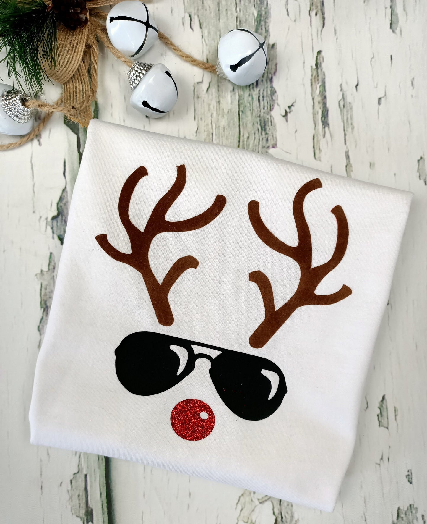 Christmas Custom Reindeer T Shirt - Custom Name Shades Sunglasses Xmas Handmade Toddler Kids Baby