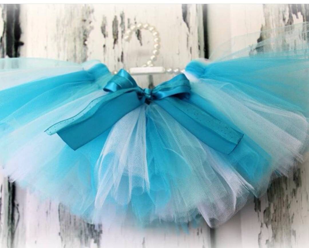 Frozen Snowflake White and Turquoise Tutu - Custom Handmade Toddler Kids Baby Birthday Cake Smash