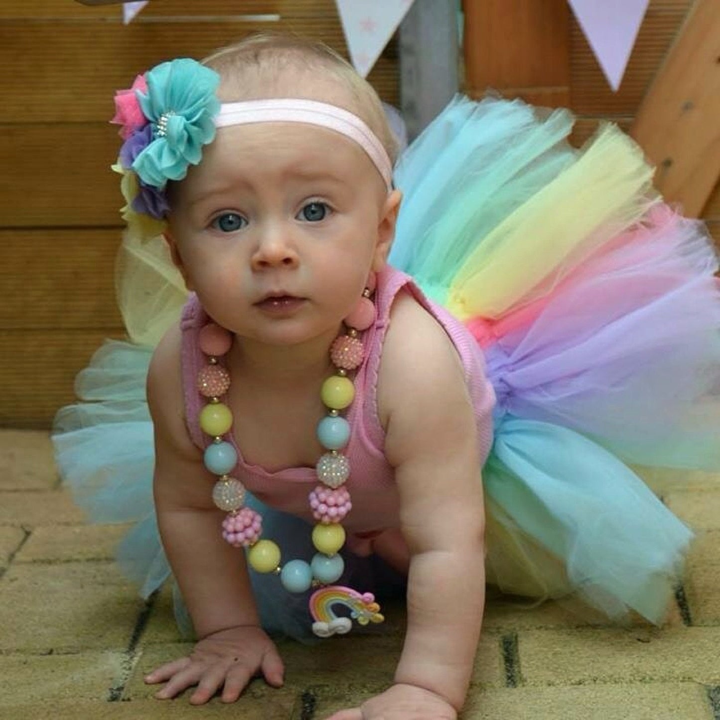 Spring Rainbow Tutu - Custom Handmade Toddler Kids Baby Birthday Cake Smash SHORT LENGTH