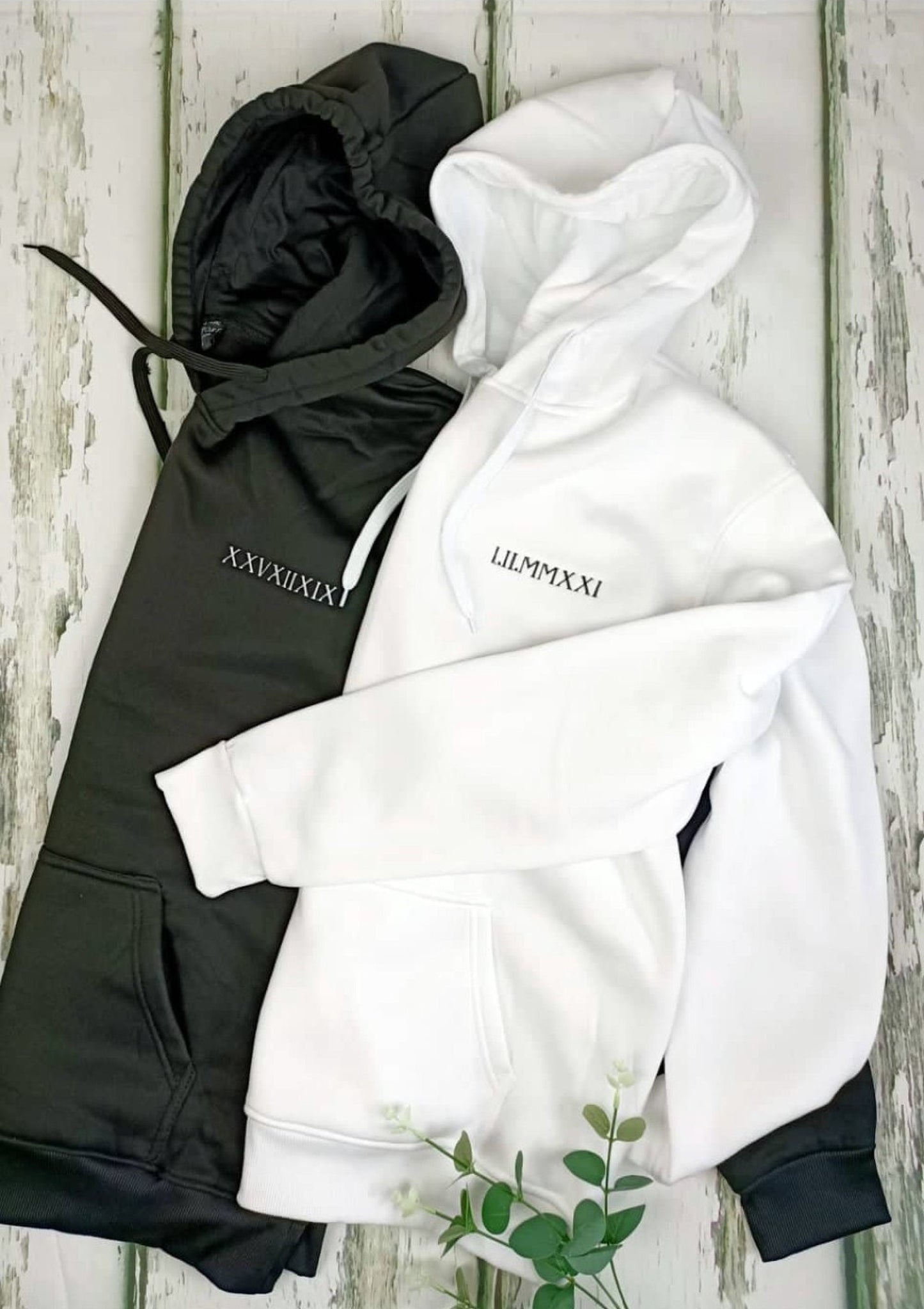 Roman Numeral Hoodies Hoody Matching Couples Embroidered Anniversary Date Jumpers