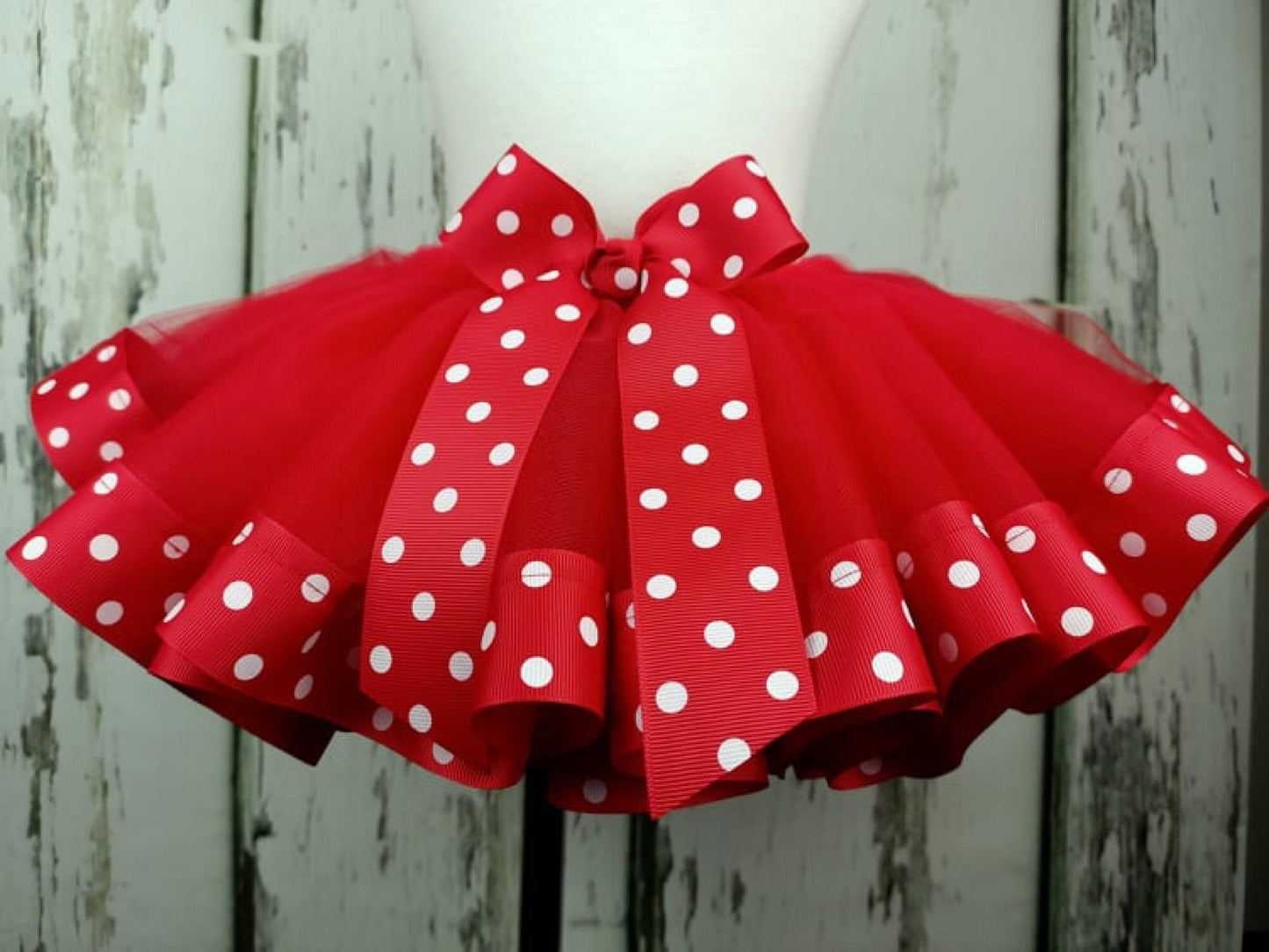 Red Polka Dot Custom Tutu Ribbon Trim - Handmade Toddler Kids Baby Birthday Cake Smash