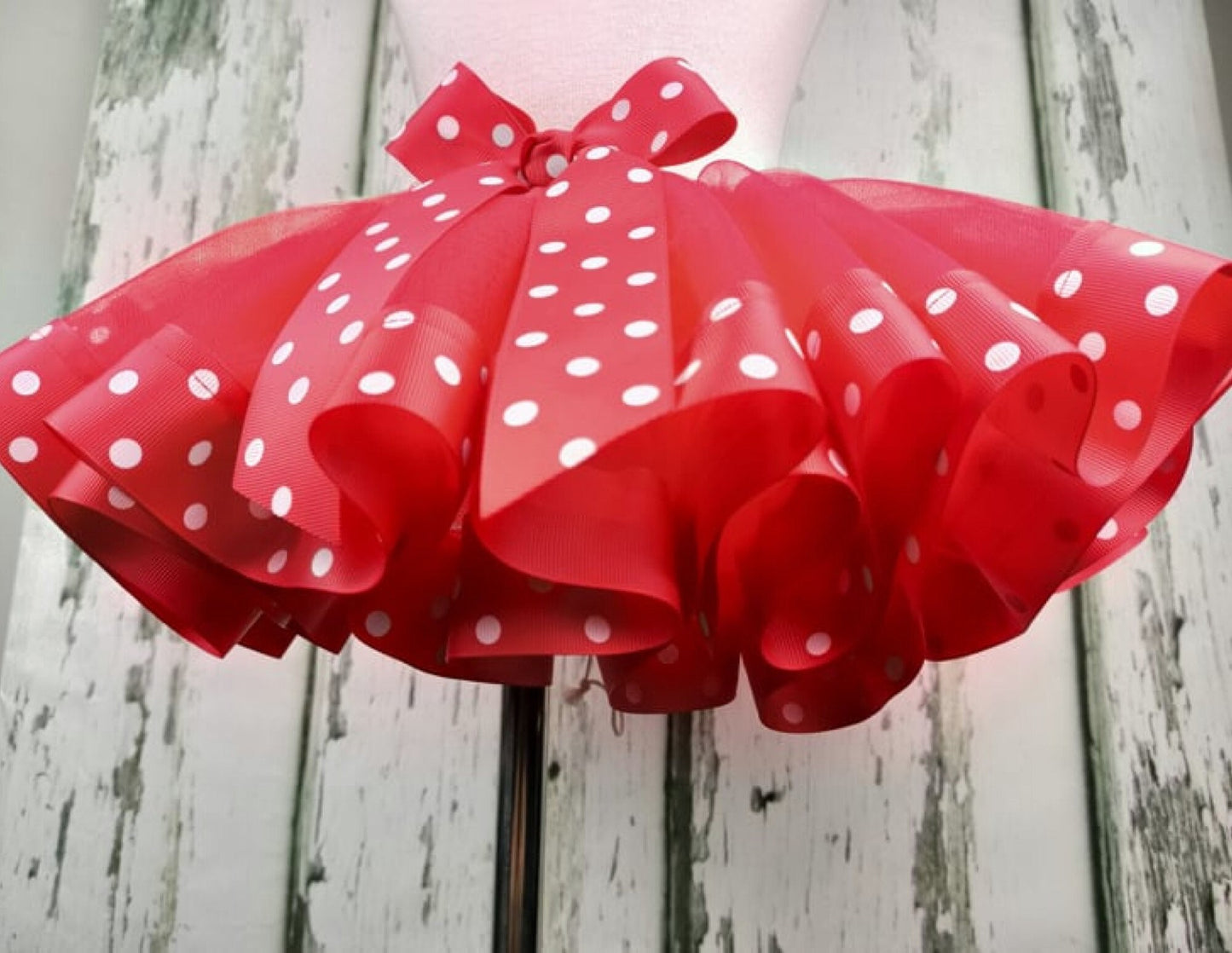 Red Polka Dot Custom Tutu Ribbon Trim - Handmade Toddler Kids Baby Birthday Cake Smash