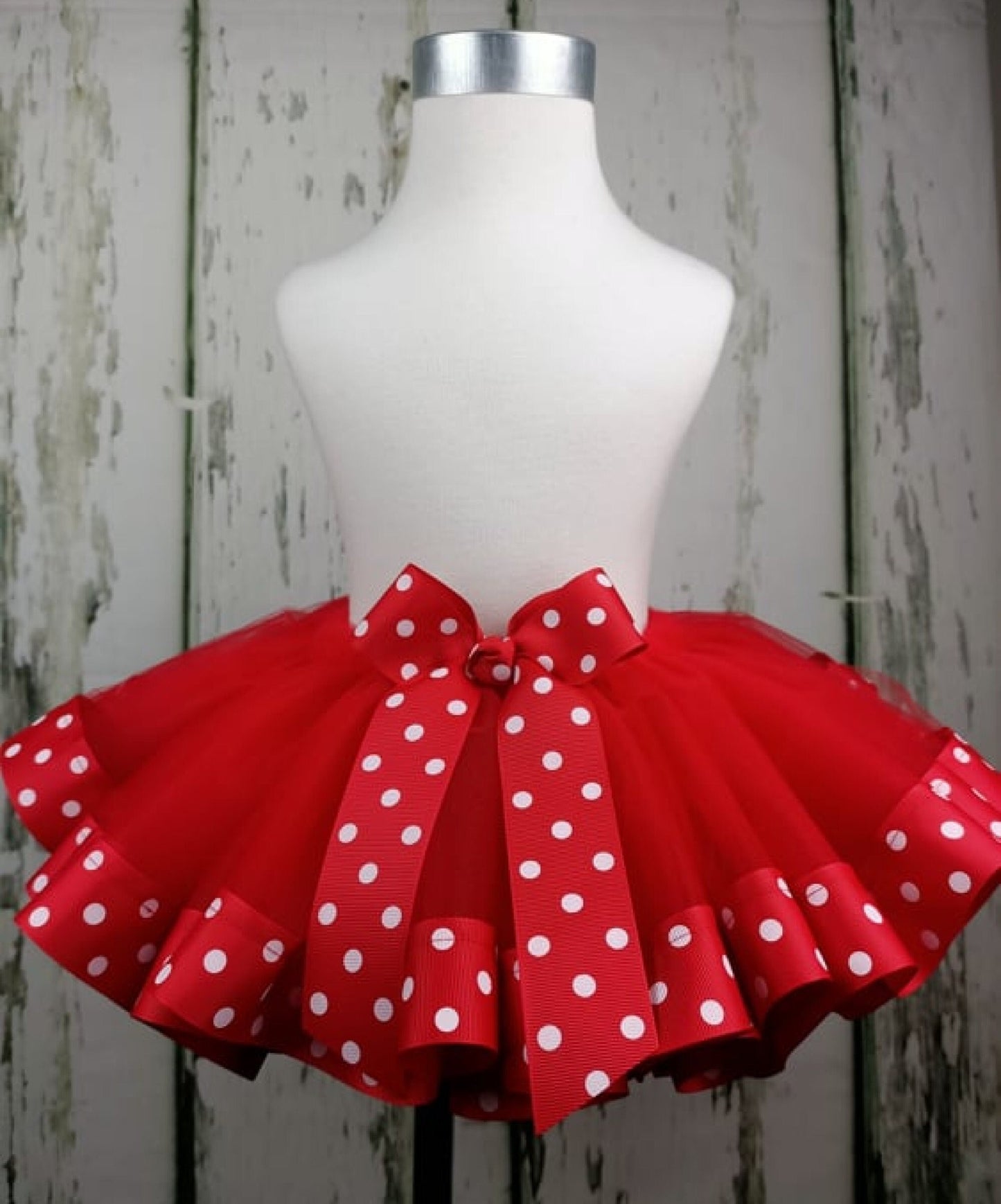 Red Polka Dot Custom Tutu Ribbon Trim - Handmade Toddler Kids Baby Birthday Cake Smash