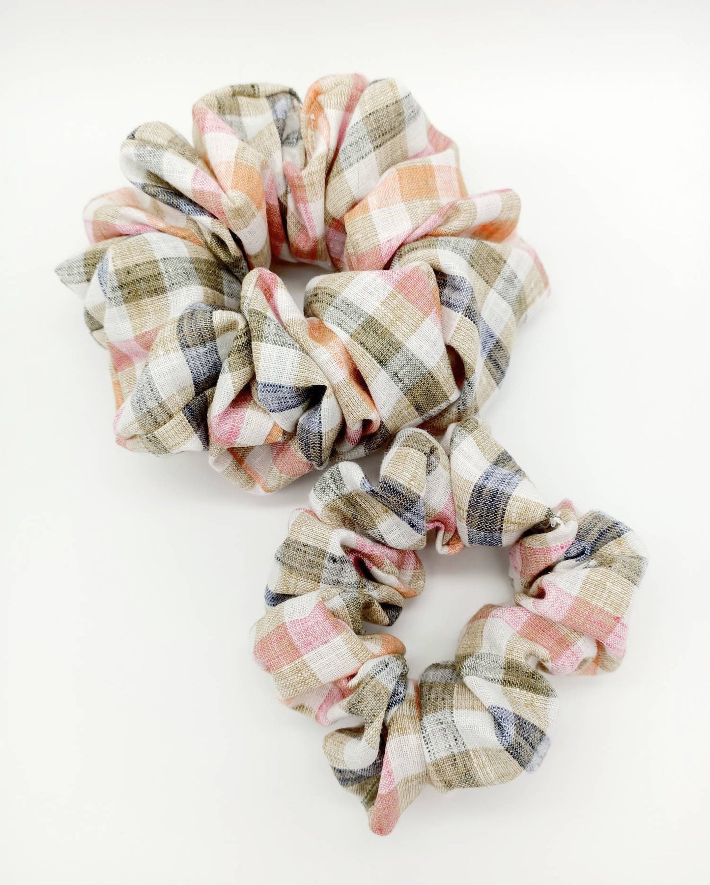 Rosanna Gingham Print Scrunchie - XL and regular size cotton thick elastic Hair Tie
