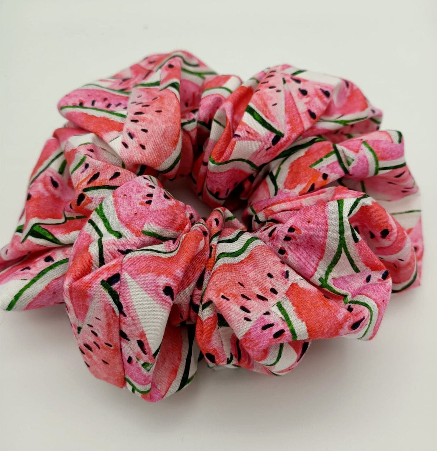 Watermelon Print Scrunchie - XL and regular size cotton thick elastic Hair Tie