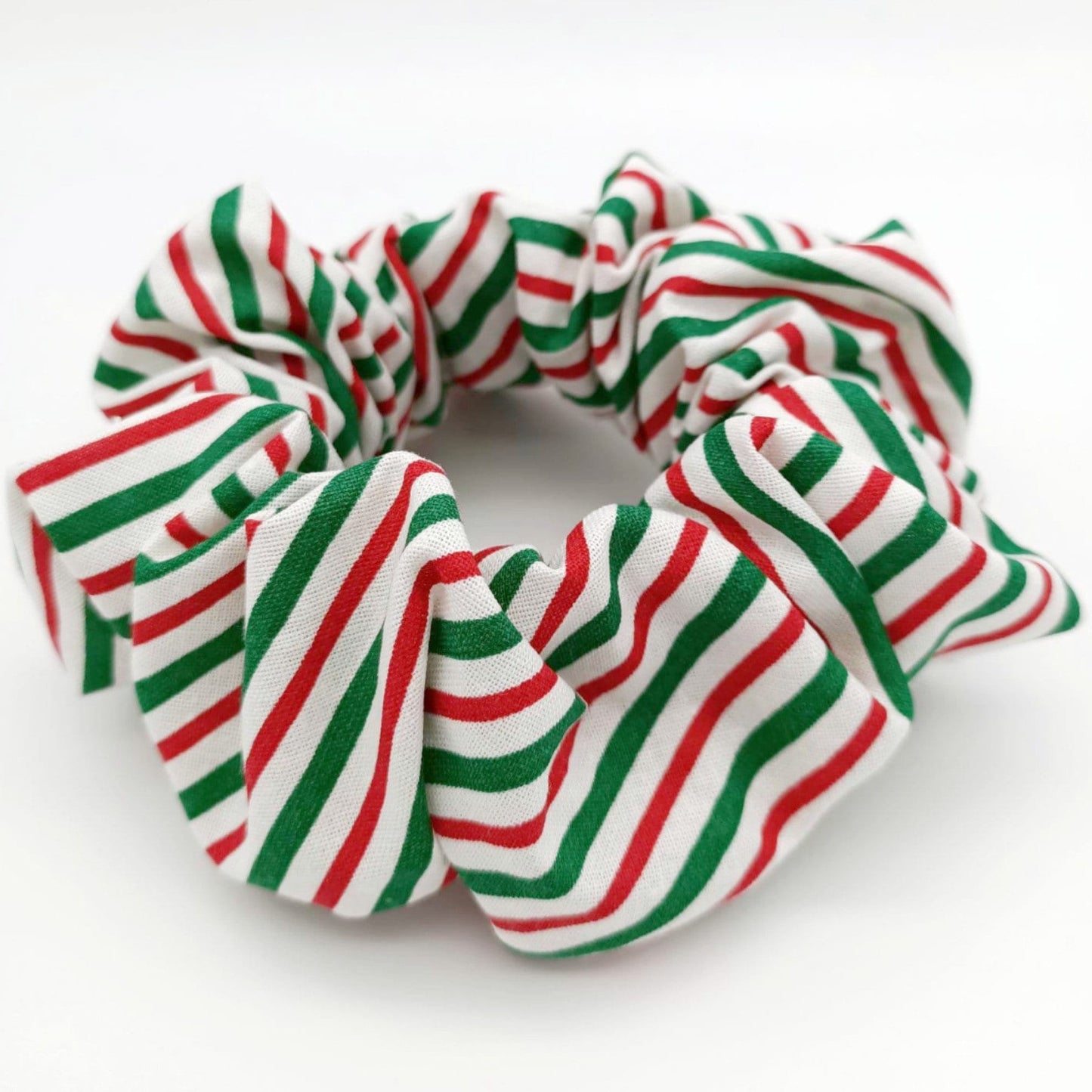 Scrunchie TRIO 3 Pack Christmas Xmas Green Red Spots Stripes XL XXL Regular Thick Elastic Cotton