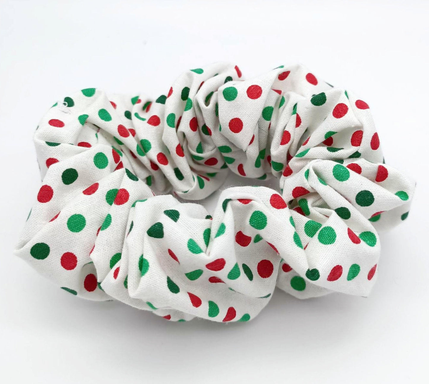 Scrunchie TRIO 3 Pack Christmas Xmas Green Red Spots Stripes XL XXL Regular Thick Elastic Cotton